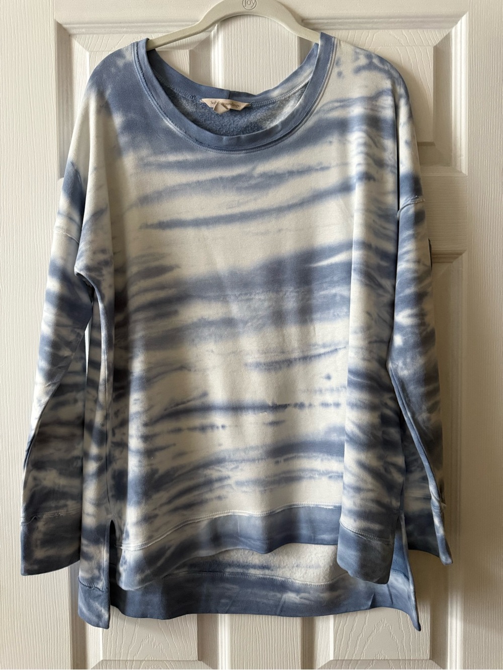 Soft Surroundings Tie-Dye Relaxed Scoop Neck Sweatshirt - Blue/White